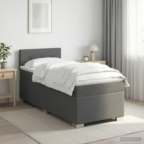 vidaXL Pat boxspring cu saltea Gri închis 80 x 200 cm Țesătură