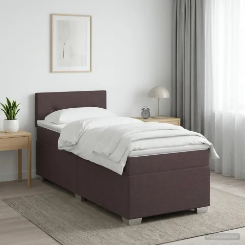 vidaXL Pat boxspring cu saltea Maro închis 80 x 200 cm Țesătură
