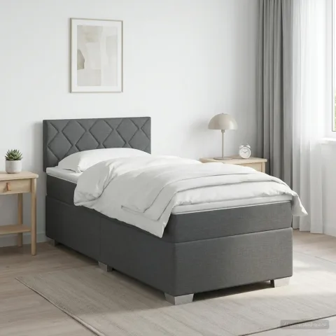 vidaXL Pat boxspring cu saltea Gri închis 80 x 200 cm Țesătură