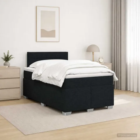 vidaXL Pat boxspring cu saltea Negru 120 x 200 cm Țesătură
