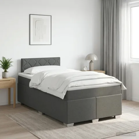 vidaXL Pat boxspring cu saltea Gri închis 120 x 200 cm Țesătură