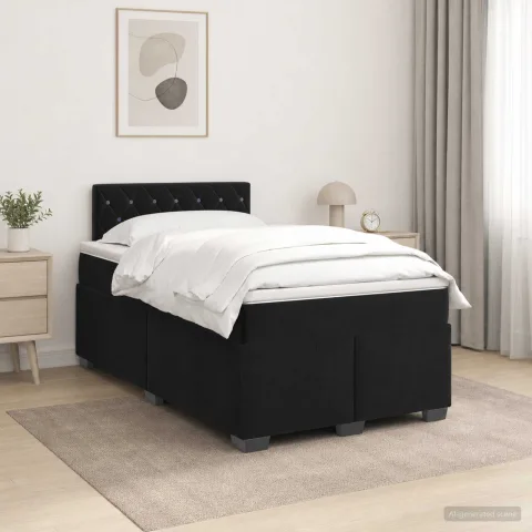vidaXL Pat boxspring cu saltea cu headboard Negru 120 x 190 cm Catifea