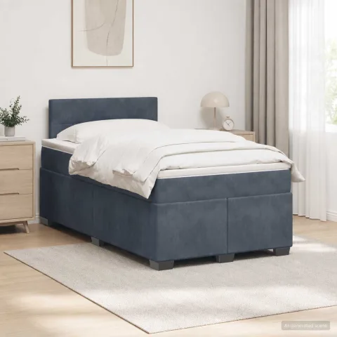 vidaXL Pat boxspring cu saltea Gri închis 120 x 190 cm Catifea