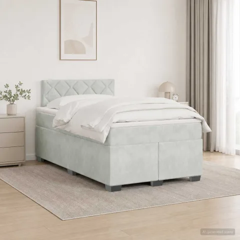 vidaXL Pat boxspring cu saltea Gri deschis 120 x 190 cm Catifea