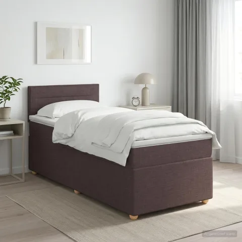 vidaXL Pat boxspring cu saltea Maro închis 80 x 200 cm Țesătură