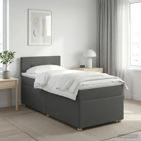 vidaXL Pat boxspring cu saltea Gri închis 80 x 200 cm Țesătură
