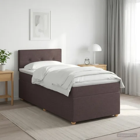 vidaXL Pat boxspring cu saltea Maro închis 100 x 200 cm Țesătură