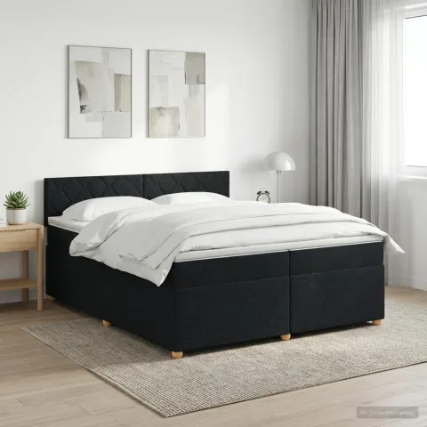 vidaXL Pat boxspring cu saltea Negru 200 x 200 cm Țesătură