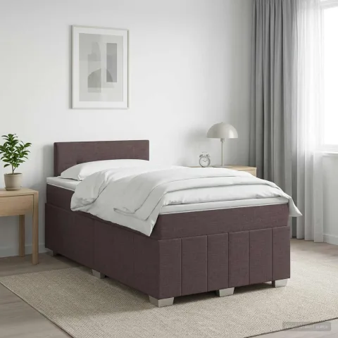vidaXL Pat boxspring cu saltea Maro închis 120 x 200 cm Țesătură