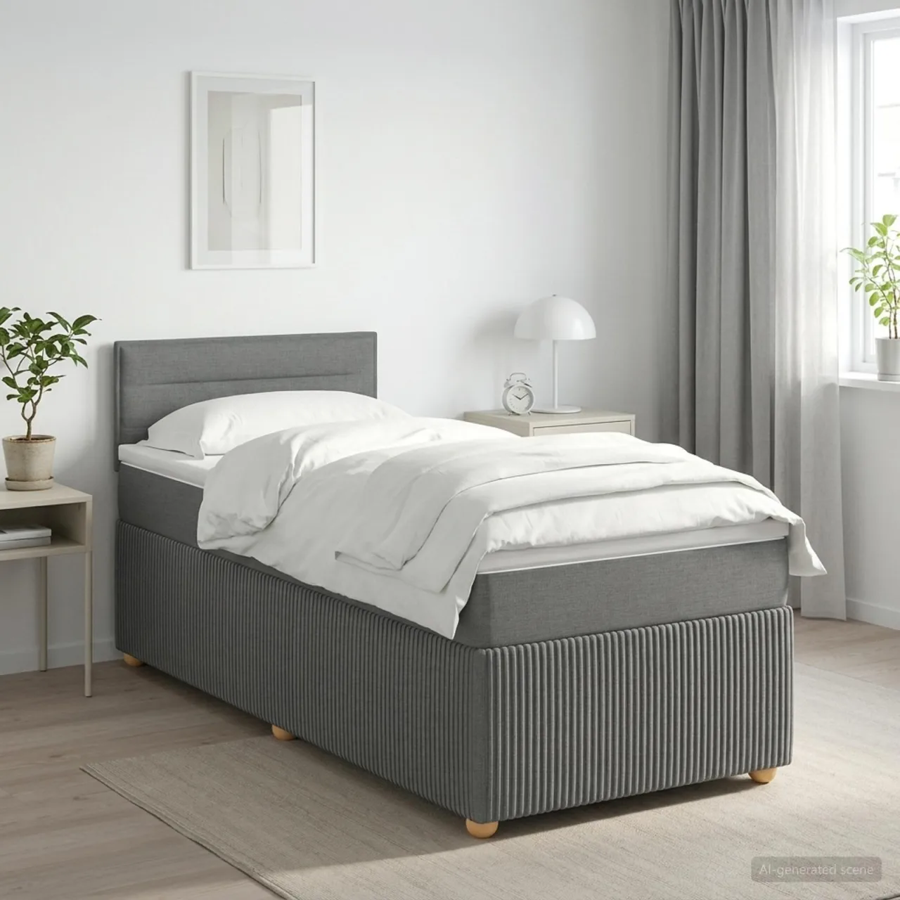 vidaXL Pat boxspring cu saltea Gri închis 90 x 190 cm Țesătură