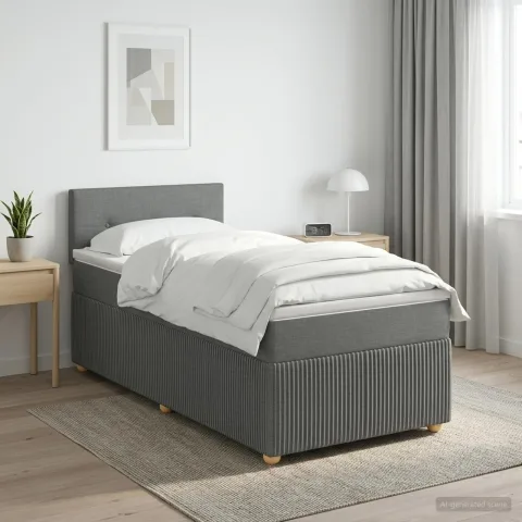 vidaXL Pat boxspring cu saltea Gri închis 80 x 200 cm Țesătură