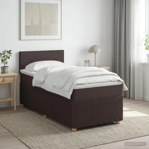 vidaXL Pat boxspring cu saltea Maro închis 80 x 200 cm Țesătură