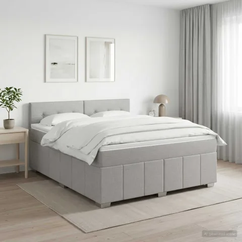 vidaXL Pat boxspring cu saltea Gri deschis 160 x 200 cm Țesătură