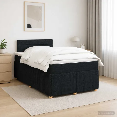 vidaXL Pat boxspring cu saltea Negru 120 x 200 cm Țesătură