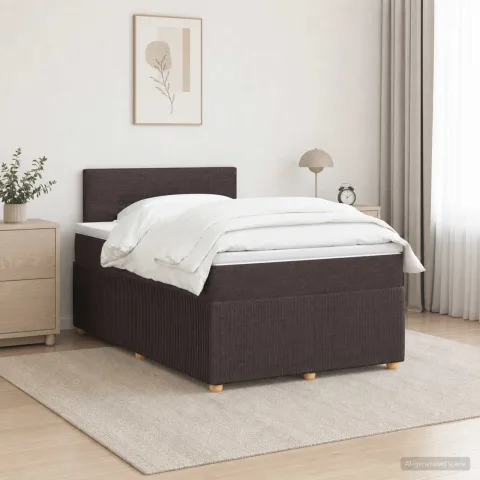 vidaXL Pat boxspring cu saltea Maro închis 120 x 190 cm Țesătură