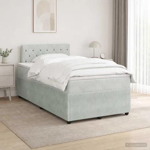 vidaXL Pat boxspring cu saltea Gri deschis 120 x 200 cm Catifea