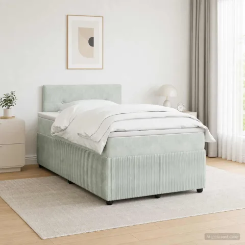 vidaXL Pat boxspring cu saltea Gri deschis 120 x 200 cm Catifea