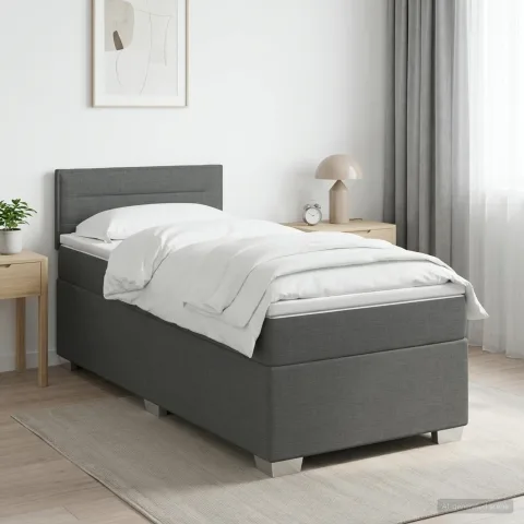 vidaXL Pat box spring cu saltea și LED Gri închis 80 x 200 cm Țesătură