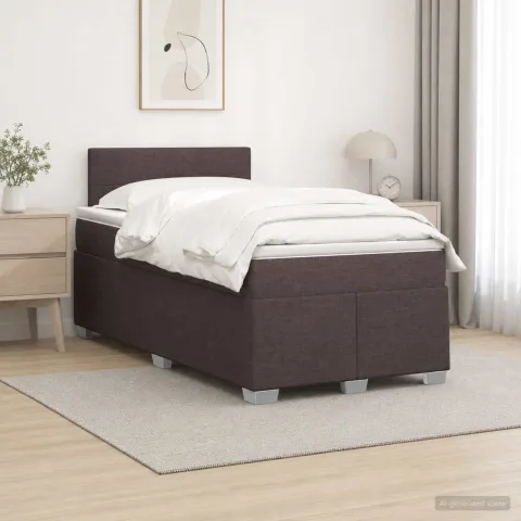 vidaXL Pat box spring cu saltea și LED Maro închis 120 x 200 cm