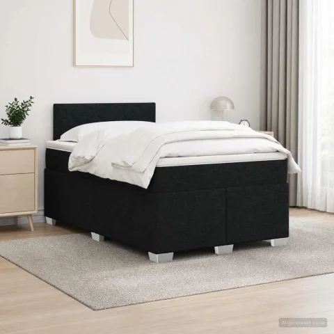 vidaXL Pat box spring cu saltea și LED Negru 120 x 200 cm Țesătură