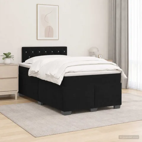 vidaXL Pat box spring cu saltea și LED Negru 120 x 190 cm Catifea