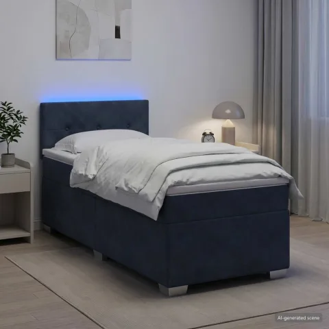 vidaXL Pat box spring cu saltea și LED Gri închis 80 x 200 cm Catifea