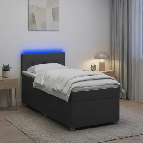 vidaXL Pat boxspring cu saltea Gri închis 80 x 200 cm Țesătură
