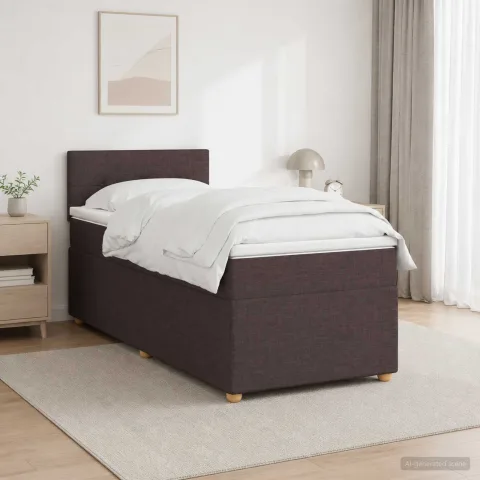 vidaXL Pat boxspring cu saltea Maro închis 100 x 200 cm Țesătură