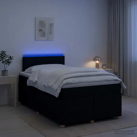 vidaXL Pat boxspring cu saltea Negru 120 x 200 cm Țesătură