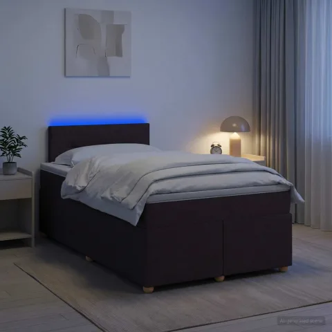 vidaXL Pat boxspring cu saltea Maro închis 120 x 200 cm Țesătură