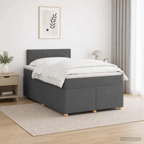 vidaXL Pat boxspring cu saltea Gri închis 120 x 200 cm Țesătură