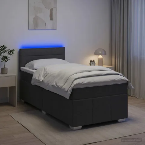 vidaXL Pat boxspring cu saltea Gri închis 80 x 200 cm Țesătură