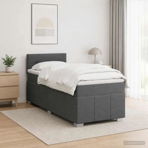 vidaXL Pat boxspring cu saltea Gri închis 80 x 200 cm Țesătură