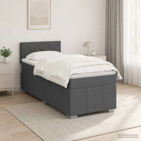 vidaXL Pat boxspring cu saltea Gri închis 80 x 200 cm Țesătură