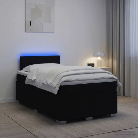 vidaXL Pat boxspring cu saltea Negru 120 x 200 cm Țesătură