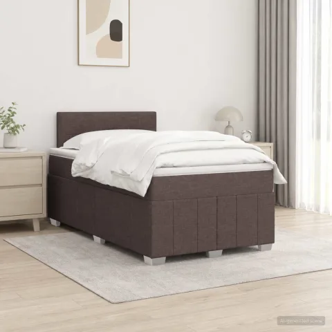 vidaXL Pat boxspring cu saltea Maro închis 120 x 200 cm Țesătură