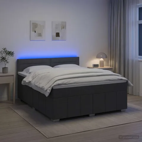 vidaXL Pat boxspring cu saltea Gri închis 140 x 190 cm Țesătură