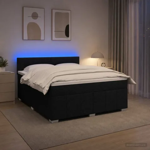 vidaXL Pat boxspring cu saltea Negru 180 x 200 cm Țesătură