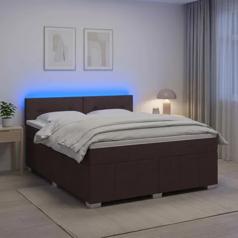 vidaXL Pat boxspring cu saltea Maro închis 140 x 200 cm Țesătură