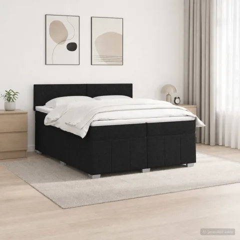 vidaXL Pat boxspring cu saltea Negru 200 x 200 cm Țesătură