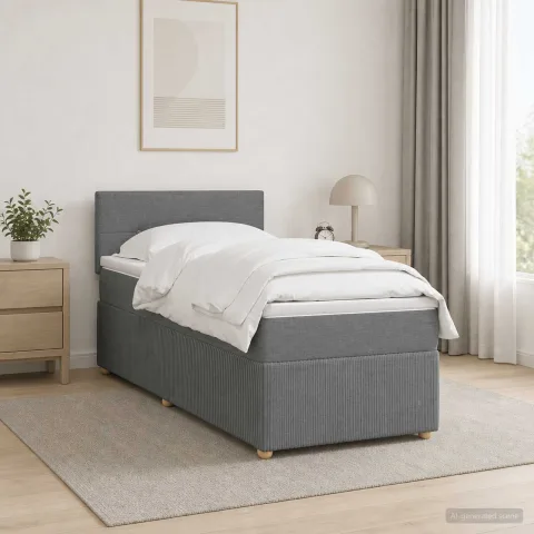 vidaXL Pat boxspring cu saltea Gri închis 80 x 200 cm Țesătură