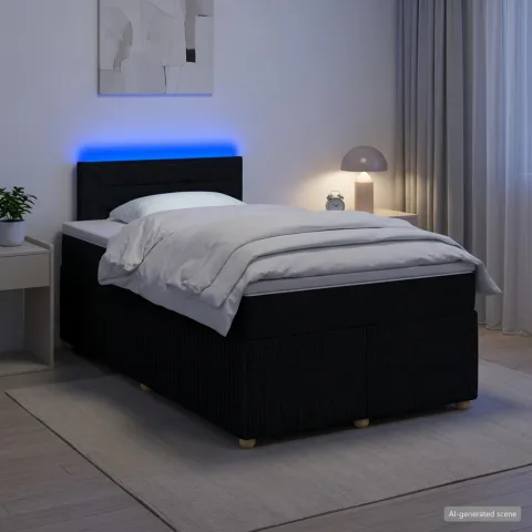 vidaXL Pat boxspring cu saltea Negru 120 x 200 cm Țesătură