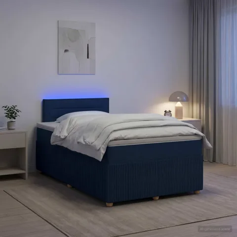 vidaXL Pat boxspring cu saltea albastru 120 x 190 cm Țesătură