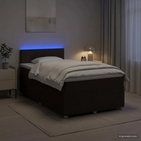 vidaXL Pat boxspring cu saltea Maro închis 120 x 190 cm Țesătură