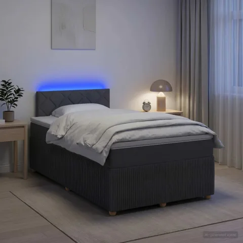 vidaXL Pat boxspring cu saltea Gri închis 120 x 200 cm Țesătură