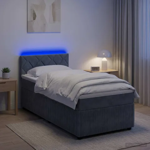 vidaXL Pat boxspring cu saltea Gri închis 80 x 200 cm Catifea