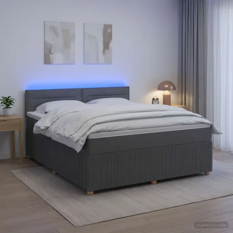 vidaXL Pat boxspring cu saltea Gri închis 140 x 200 cm Țesătură