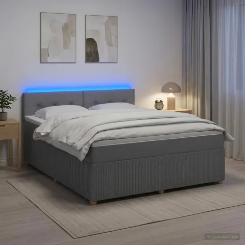 vidaXL Pat boxspring cu saltea Gri deschis 180 x 200 cm Țesătură