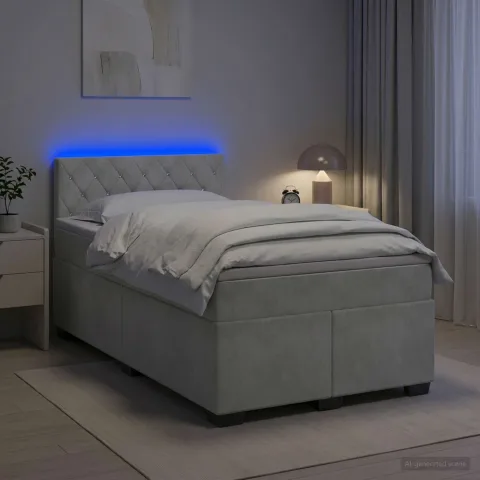 vidaXL Pat boxspring cu saltea Gri deschis 120 x 190 cm Catifea