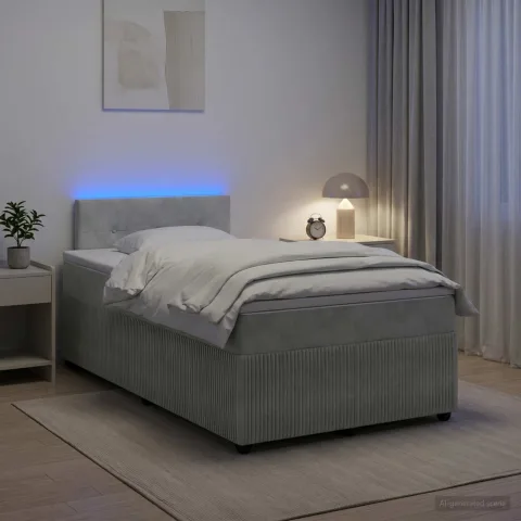 vidaXL Pat boxspring cu saltea Gri deschis 120 x 190 cm Catifea